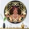 Designart - Retro Women In Golden Art Deco Geometrics I - Modern Metal Circle Wall Art
